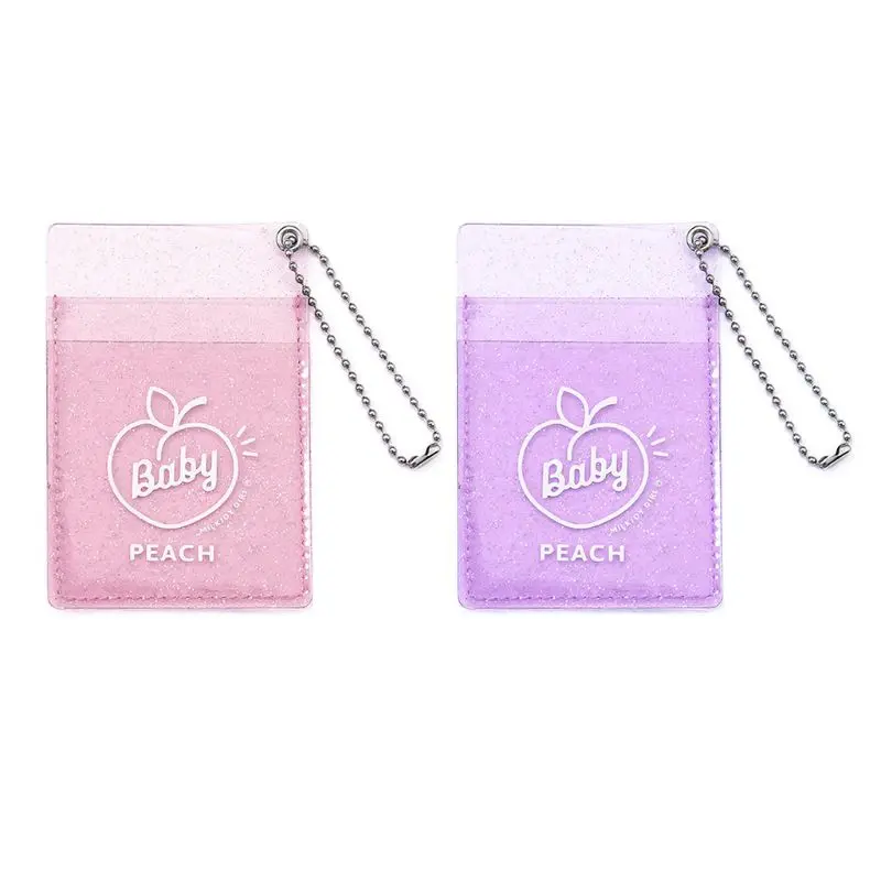 

Transparent PVC Stars Girls Student Bus Bank Card Bag Letter Peach Key Holder Cards Case