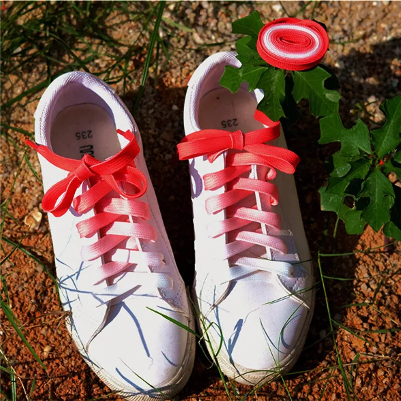 

1 Pair High Quality Candy Color Gradient Shoe Laces Durable Flat Party Camping Boots Shoelace Strings Free Shipping