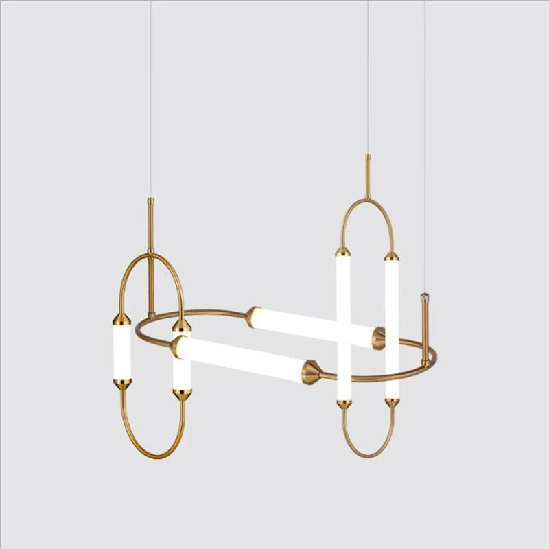 

Modern DIY Luxurious Nordic Gold Iron Suspension for Dining Room Bar Bed Room Personality Iron Acrylic Pipe Pendant Light 1820