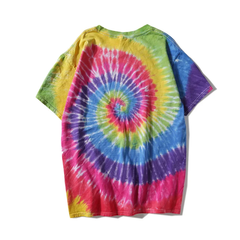 Plegie Tie Dye футболка унисекс летняя хип-хоп Мужская футболка с круглым вырезом и необычным рисунком хлопок свободные футболки