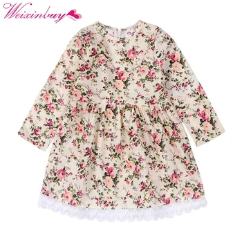 

Spring Autumn Cute Floral Printed Baby Girls Dresses Long Sleeve Dress Casual Costume Kids Clothes Tutu Vestidos