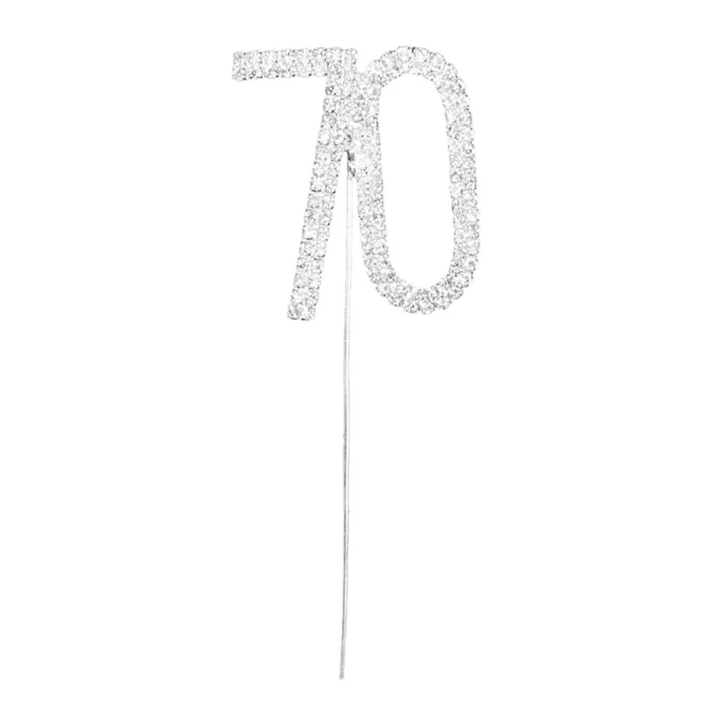 

Rhinestone-Decorated Cake Topper For 70Th Wedding Anniversary/Birthday Party