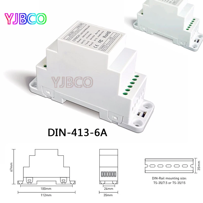 

DIN-413-6A DC12V-24V CV DALI Dimming Driver Puch Dim(DIN rail/Screw dual-use);6A*3CH MAX 18A output