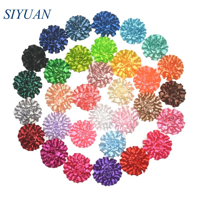 

40pcs/lot 1.8 inch Satin Ribbon Flower Rolled Rose Girl Hair Clips Headwear Accessories TH257