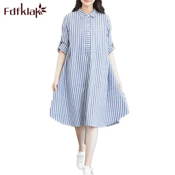 

Fdfklak Pregnant Dress Maternity Gown Spring Summer Strip A-Line Maternity-Dress Breast Feeding Clothes Plus Size M-3XL F35
