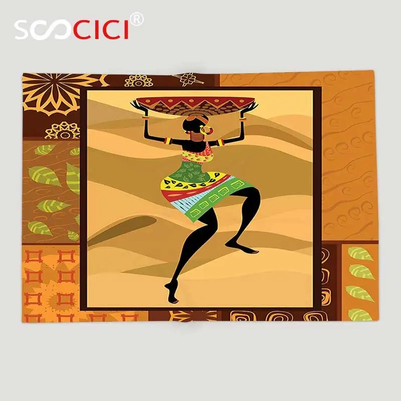 Custom Soft Fleece Throw Blanket Afro Decor Ethnic Pattern with