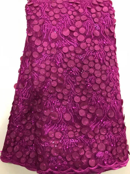

African Lace Fabric 2019 magenta High Quality 5yard Lace Tulle Lace Fabric African French Net Lace Fabric Eveing Dress ELL3740