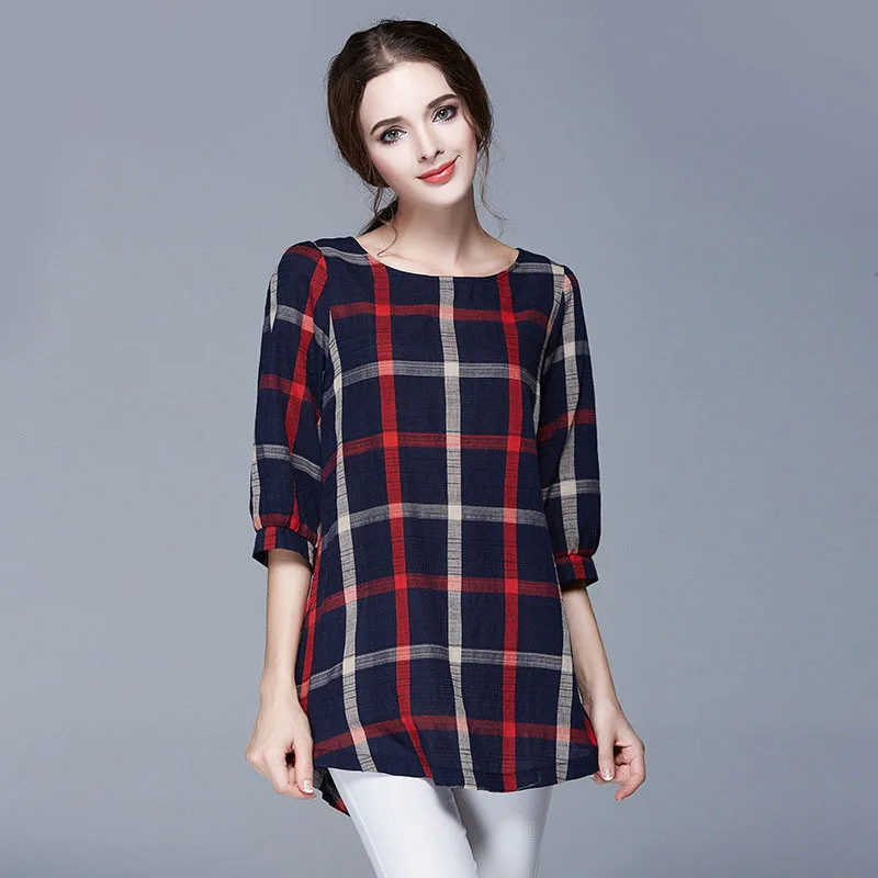 Plus Size Women Clothing England Style Plaid Mini Dress vestidos ...