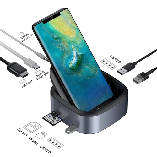 Baseus type-C Телефон концентратор Мульти USB C док-станция USB Tpye C концентратор HDMI док-станция с адаптером питания для huawei p20 pro PC Аксессуар - Цвет: High Configuration