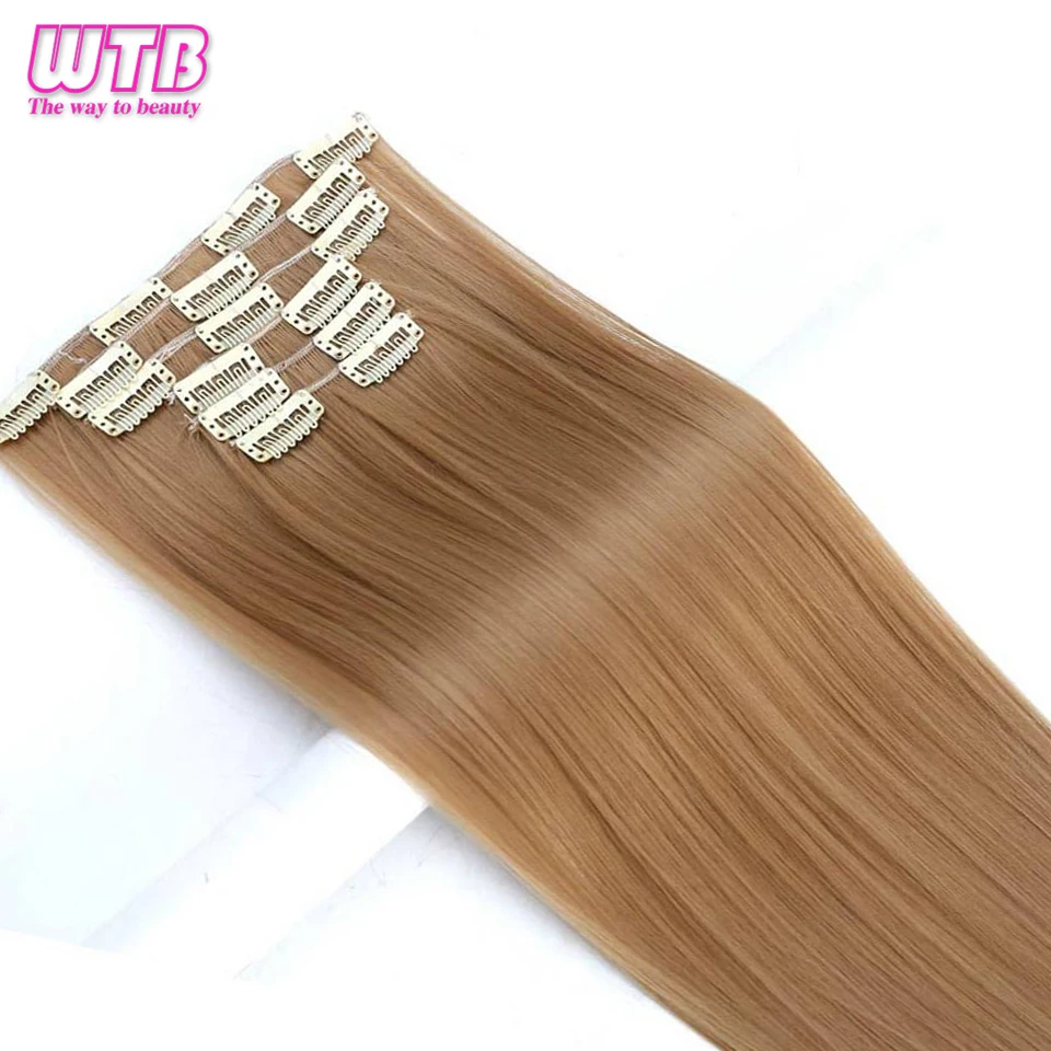 Wtb Long 24 Inch Striaght Real Thick Full Head Clip In Hair