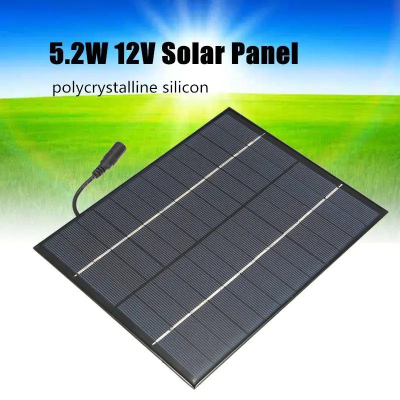 

12V 5.2W Mini Solar Panel Polycrystalline Solar Cells Silicon Epoxy Solar DIY Module System Battery Charger + DC output #8