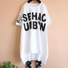 85 летом плюс размер одежды свободная футболка с коротким рукавом корейский хлопок большой Длинный дизайн рубашки для 150 кг