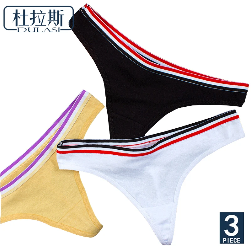 

Women's Cotton G-String Thong Panties String Underwear Women Briefs Sexy Lingerie Pants Intimate Ladies Letter Low-Rise 3Pcs/lot