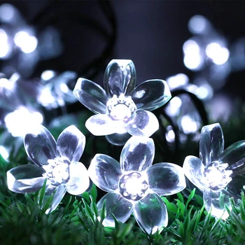 

8 Modes Solar LED Holiday Lighting String RGB 6M 7M New Year Lamp Christmas Festoon Party Patio Sakura Flower Festival Light