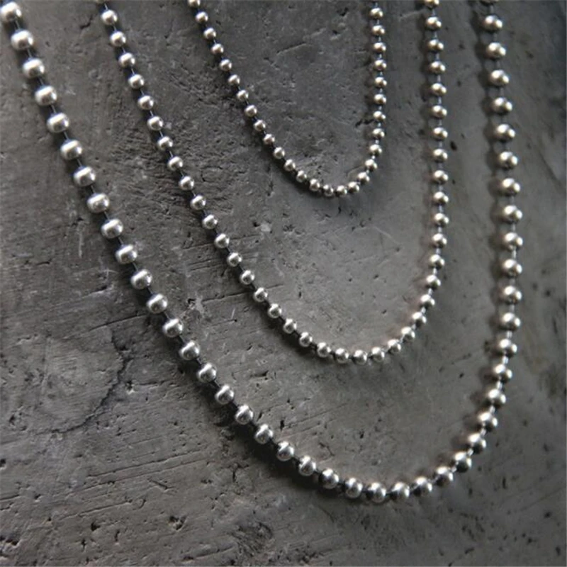 

2mm 3mm 4mm 925 Sterling Silver Ball Beads Chain Men Necklace Bracelet Keychain Trinket Dog Tag Jewelry Making Accessories