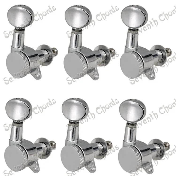 

A Set Locked String Tuning Pegs Tuners Machine Heads For Acoustic Electric Guitar Oval Concave Button - 6R & 6L & 3L3R Chrome