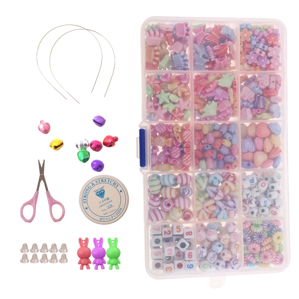 500 Pieces Colorful Acrylic DIY Jewelry Creative Kit Jewelry Finding for Kids Necklace Earings Bracelet Making