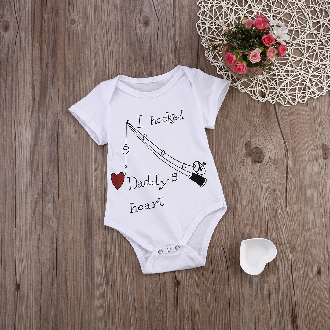 Летние Боди с надписью I hocked Daddy's Heart для маленьких мальчиков и девочек детские