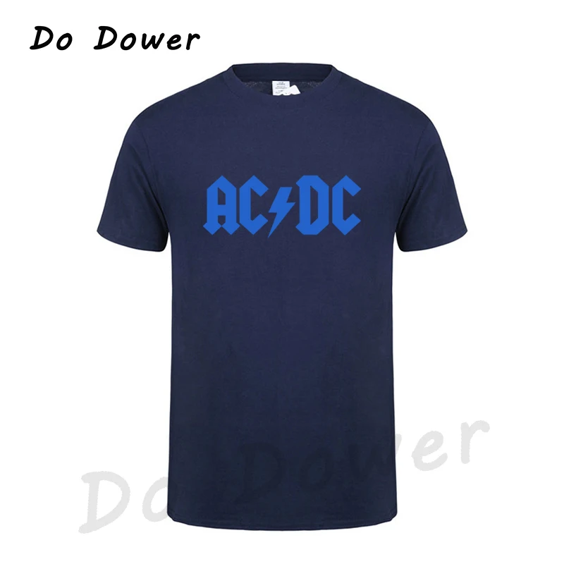 Новинка, Camisetas AC/DC Band Rock, Мужская футболка с графическим принтом Acdc, Повседневная футболка с круглым вырезом, хип-хоп, короткий рукав, хлопковый топ - Цвет: Navy Blue  6