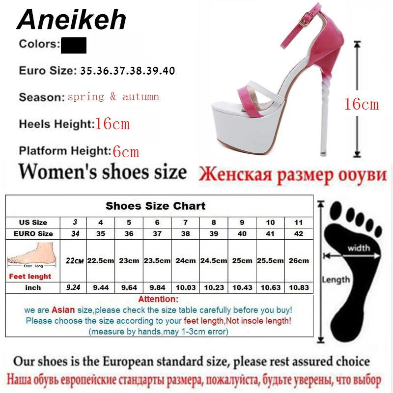 Aneikeh/; босоножки-гладиаторы из искусственной кожи на тонком высоком каблуке; женские летние туфли на платформе с пряжкой и ремешком; вечерние туфли-лодочки; цвет черный, белый; каблук 16 см