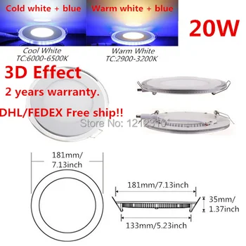 

20pcs DHL Free 20W AC 85-265V Acrylic LED Recessed Downlight Panel Ceiling Wall Light Cool White Warm White For Home Decoration