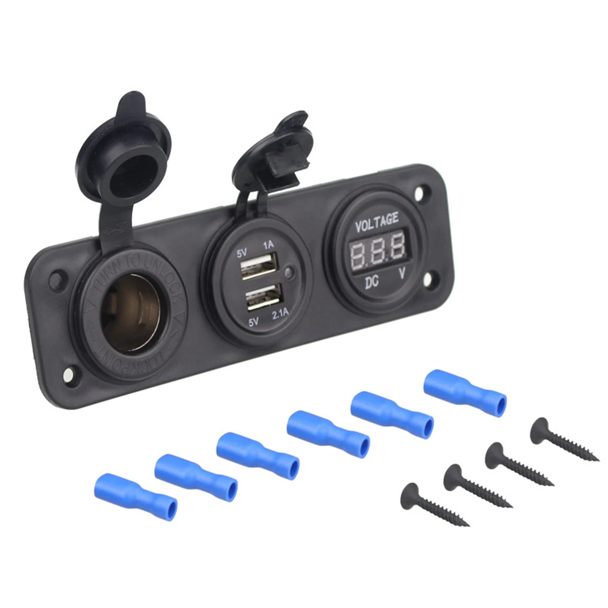 

SOONHUA Waterproof USB Car Charger Digital Display 2-USB LED 1A Vehicle Chargers Cigarette Lighter Bracket