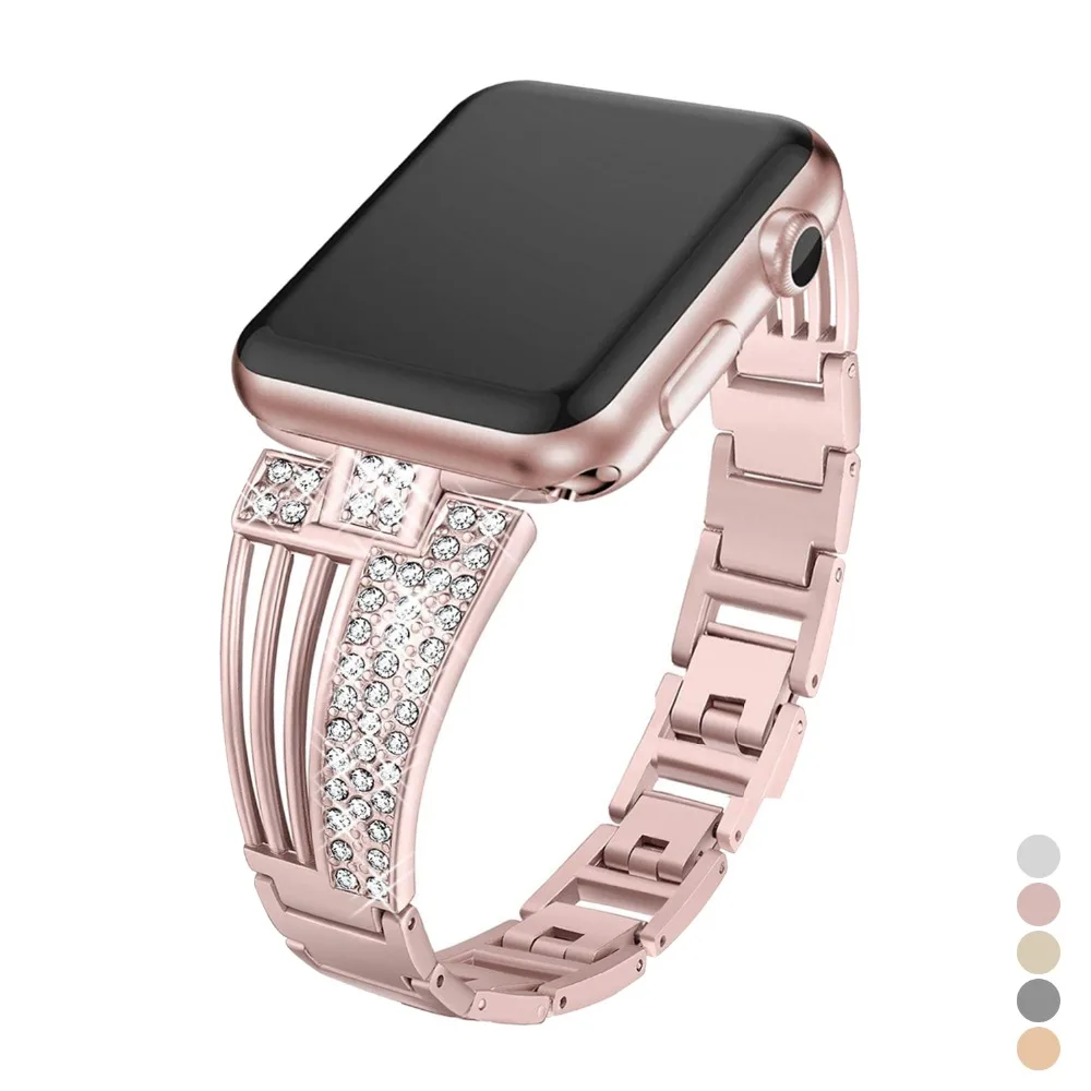 

For Apple Watch Band Alloy Women Scalloped Diamond For Apple Smart Watch Series 4 3 2 1 I Watch Bands 38 40mm 42mm 44mm