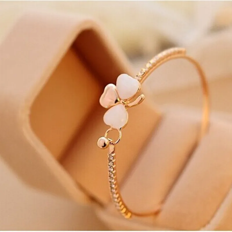 

Korea new bow sweet clover bracelet inlaid opal bracelet 4BD61