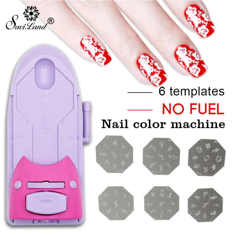 

Saviland DIY Nail Art Printer Set Professional with Pattern Plates Scraper Printing Machine Stamper Manicure Tools