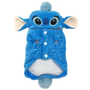 HELLOMOON синий Ститч теплые куртки для домашних животных Одежда для собак с изображением животных мультяшная одежда тактика пудель одежда для щенков - Цвет: Синий