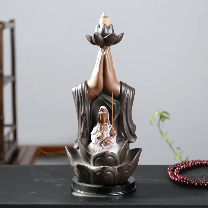 Горелка для благовоний с обратным потоком, керамическая горелка для татхагата Будда, конусы для благовоний, палочка, держатель для использования в офисе, для домашнего декора