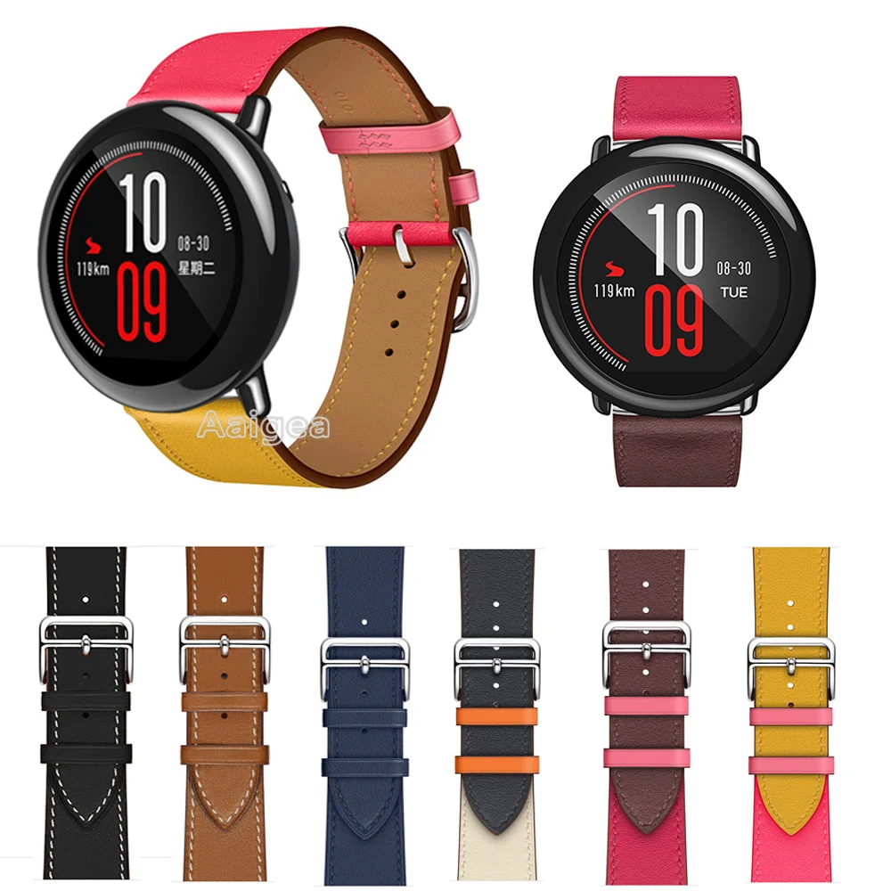 Ремешок из натуральной кожи для наручных часов Xiaomi Huami Amazfit PACE сменный Браслет