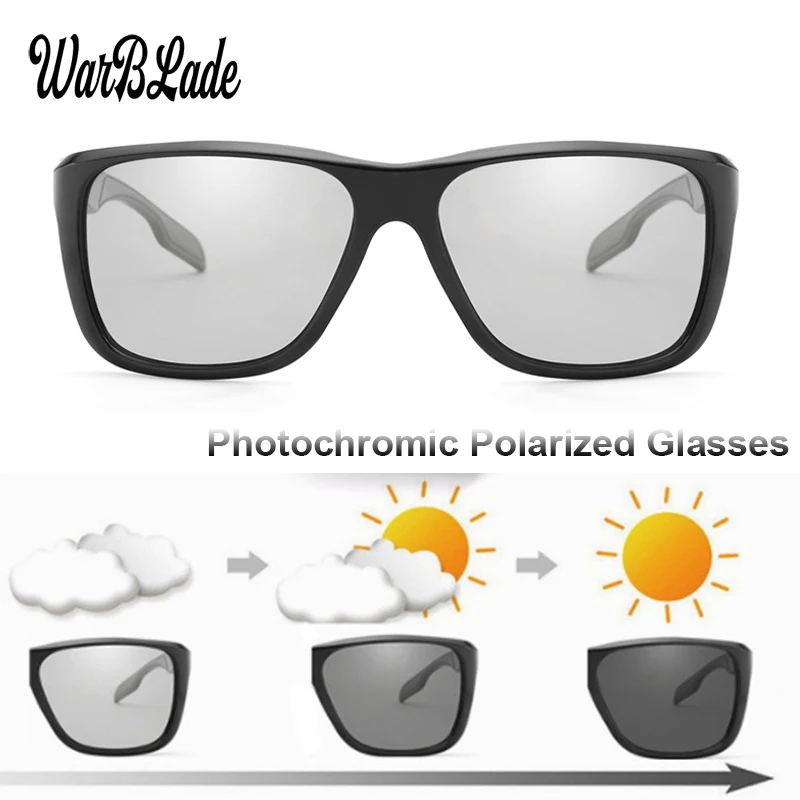 

WarBLade 2018 Photochromic Polarized Sunglasses Men Sports Car Driving Goggles Chameleon Discoloration Sun Glasses Male Eyewear