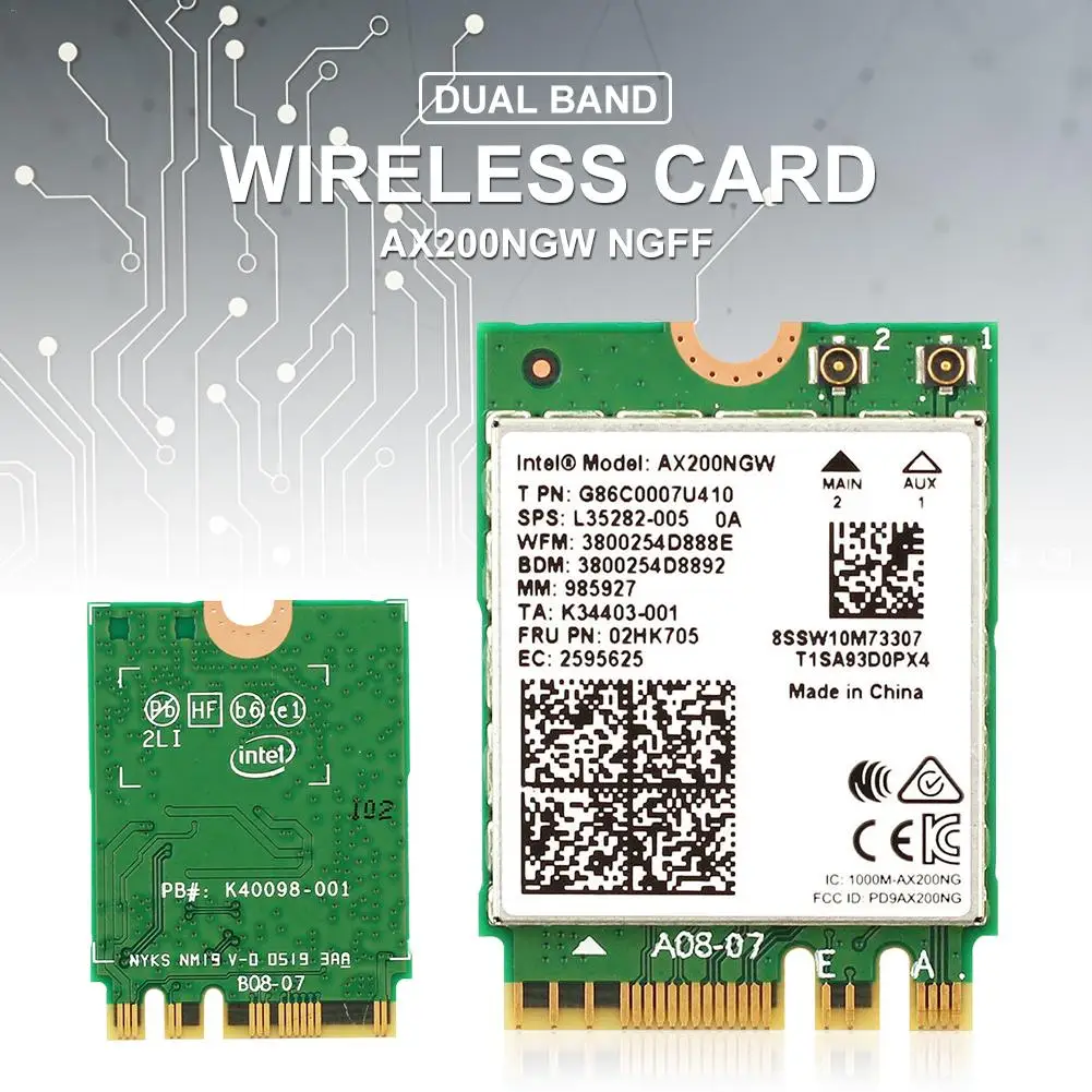 Двухдиапазонная беспроводная карта AX200NGW 2 4 Гбит/с 802.11ax Intel AX200 Wi Fi Bluetooth 5 0 для Windows
