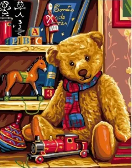 teddy bear oil painting
