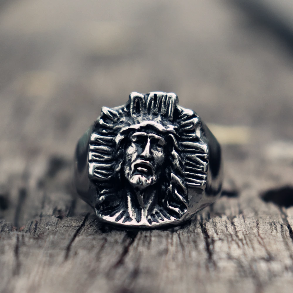 

Son of God 316L Stainless Steel Ring Vintage Catholic Christian Jesus Cross Rings Men Jewelry Gift for Him
