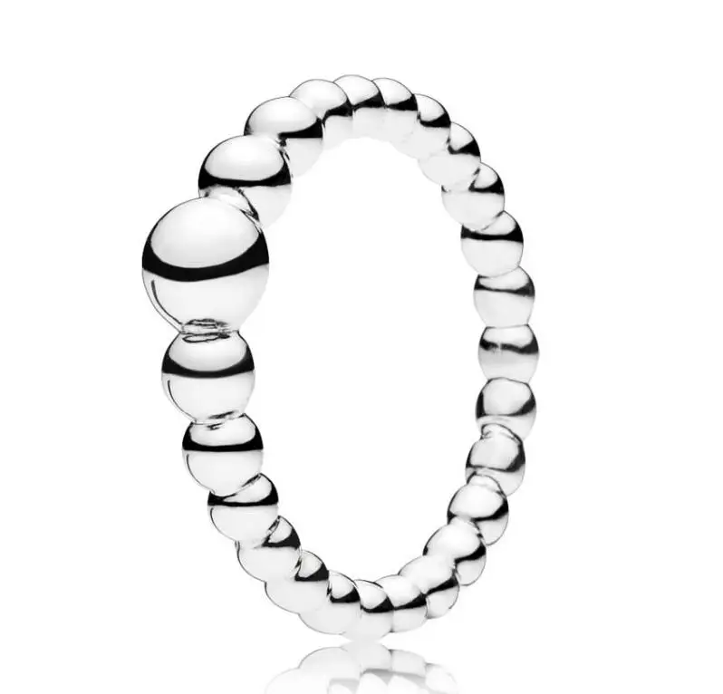 

Genuine 925 Sterling Silver Pan Ring String Of Beads Ring For Women Wedding Party Gift Fine Jewelry