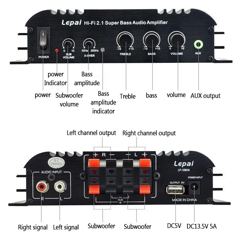 Lepy LP 168S 2.1CH усилитель аудио сабвуфер бас Цифровой Компактный стерео усилитель с функцией AUX громкий динамик дистанционное управление