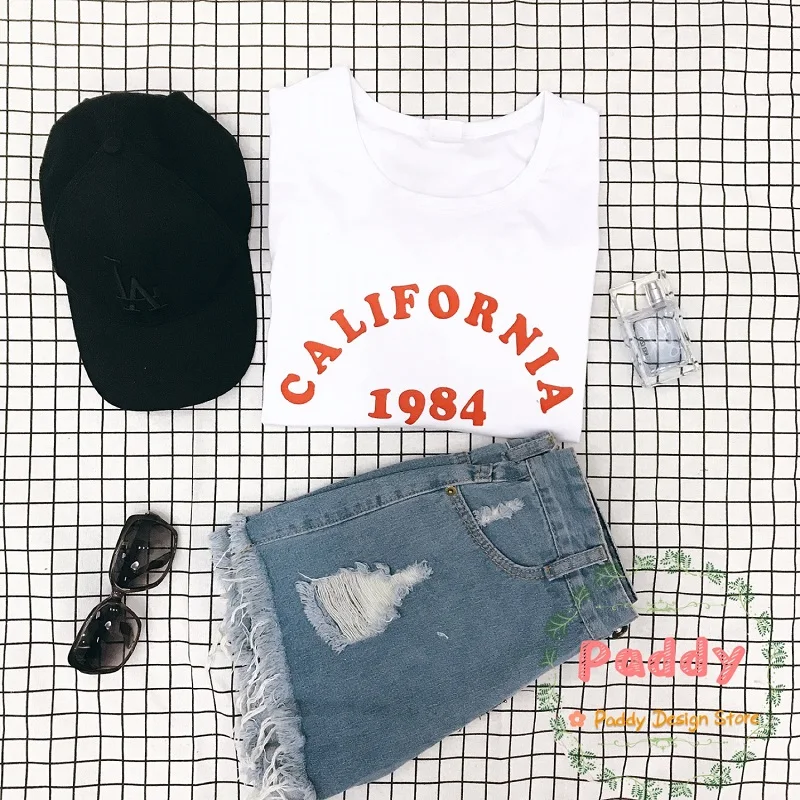 OKOUFEN, модная уличная одежда, унисекс, хип-хоп футболка, California 1984, Повседневная футболка tumblr, хлопковая Футболка с принтом, топы, футболки, крутая Повседневная футболка