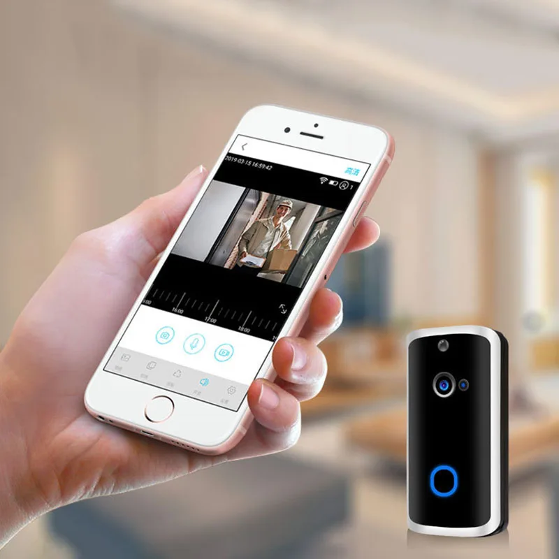 Wifi дверной звонок безопасности Smart Hd 720P визуальный домофон Запись Видео дверной телефон Удаленный домашний мониторинг ночное видение с Recei
