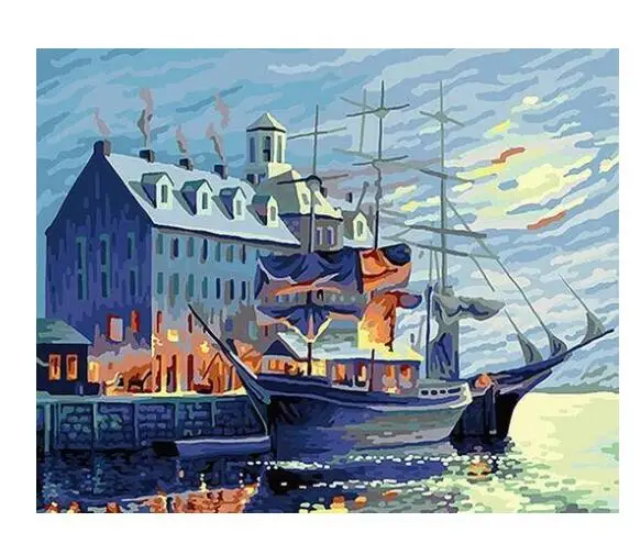 21170 Anchored Ship - Paint by Numbers Kits for Adults DIY | Дом и сад