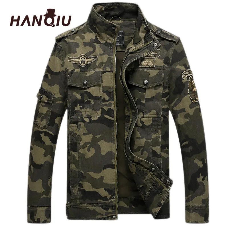 

HANQIU Brand Camo Bomber Jacket Men 2019 Autumn Camouflage Coat Army Military Windbreake Camo Male Jacket Jaqueta Masculino
