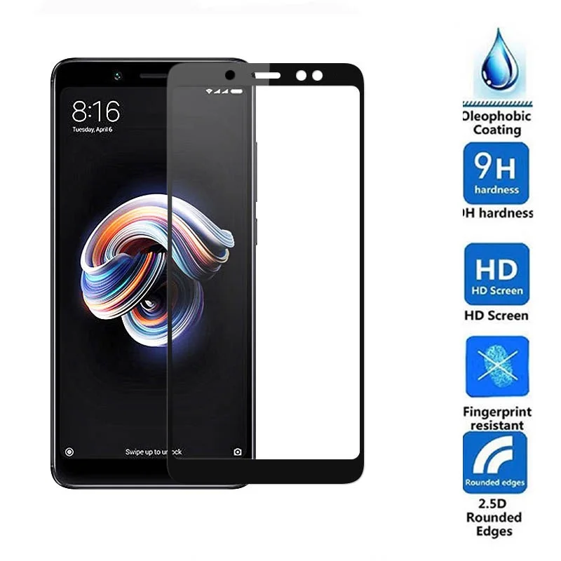 

Tempered Glass Xiaomi Redmi Note 5 Glass scratch proof Screen Glass Safety Protector Redmi note 5 pro Black front Film
