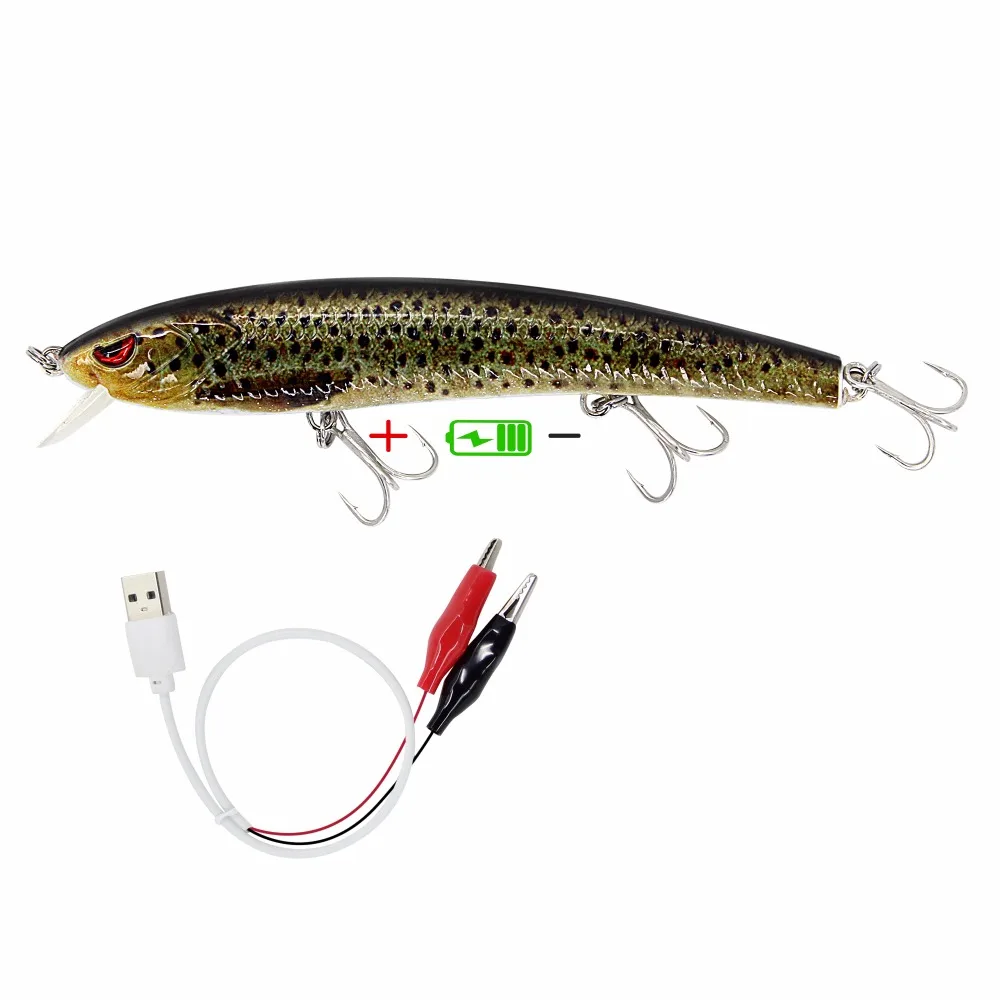 Twitching Lures Rechargeable LED Intelligent Lure USB Recharging Cords Precious Minnow Fishing Lure Jerkbait With Mustad
