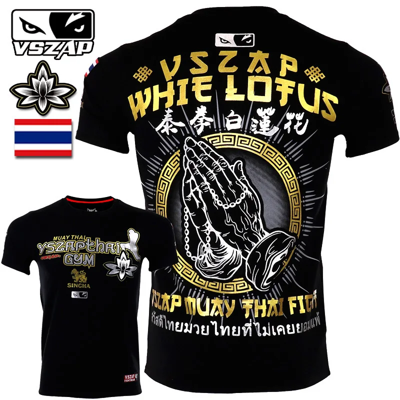 VSZAP Lotus Boxing MMA футболка тренажерный зал боевые искусства Фитнес тренировка муай