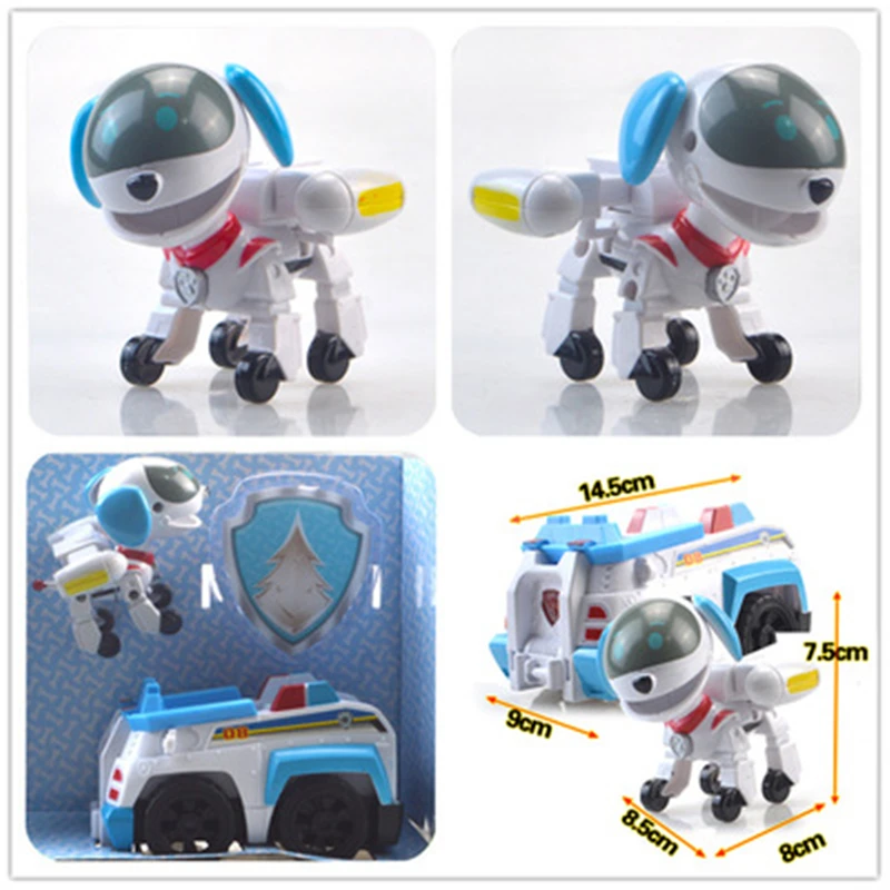 

Robot Cartoon Pull Back Car BJD Deformable Dog Model for Pawed Patrolling Puppy Toy Action Figures Toys 906D