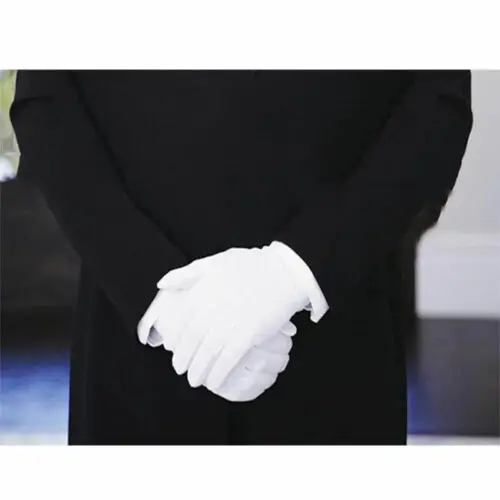 Cotton Gloves New Mens Cotton White Tuxedo Gloves Formal Uniform Guard Band Butler 1 Pair