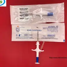 10 шт./лот 1,25*7 мм Синий 134,2 кГц FDX-B микрочипы для домашних животных со шприцем для животных, собак, кошек, коров, свиней, лошадей