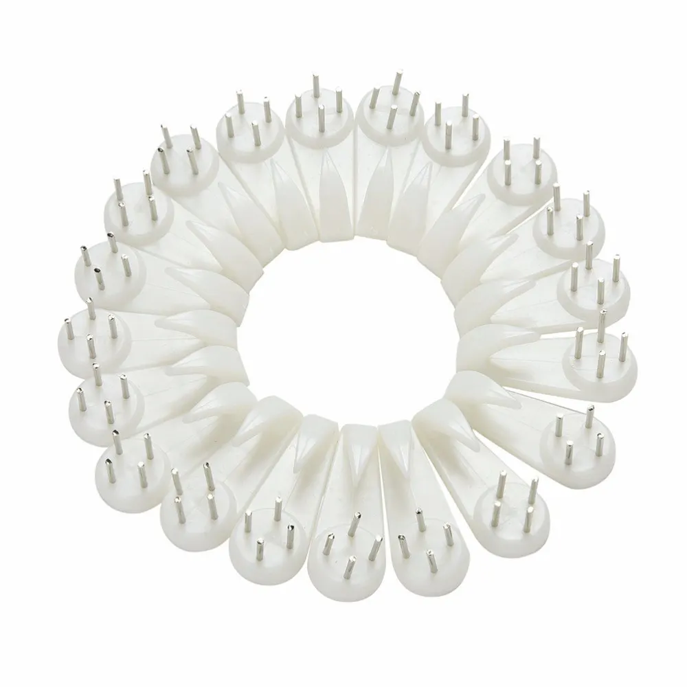 White Plastic Hard Picture Frame Wall Hooks Mirror Gadgets Hanging Hangers for Bathroom Drawing Room Wall 20PCS Small Size