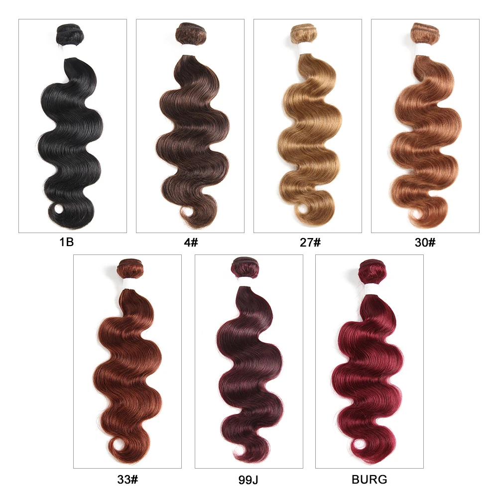 Black Brown Red Color Body Wave Human Hair Weaves Bundle 8 to 26 Inch 100% Brazilian Remy Hair Extensions Can Buy 2 or 3 PCS